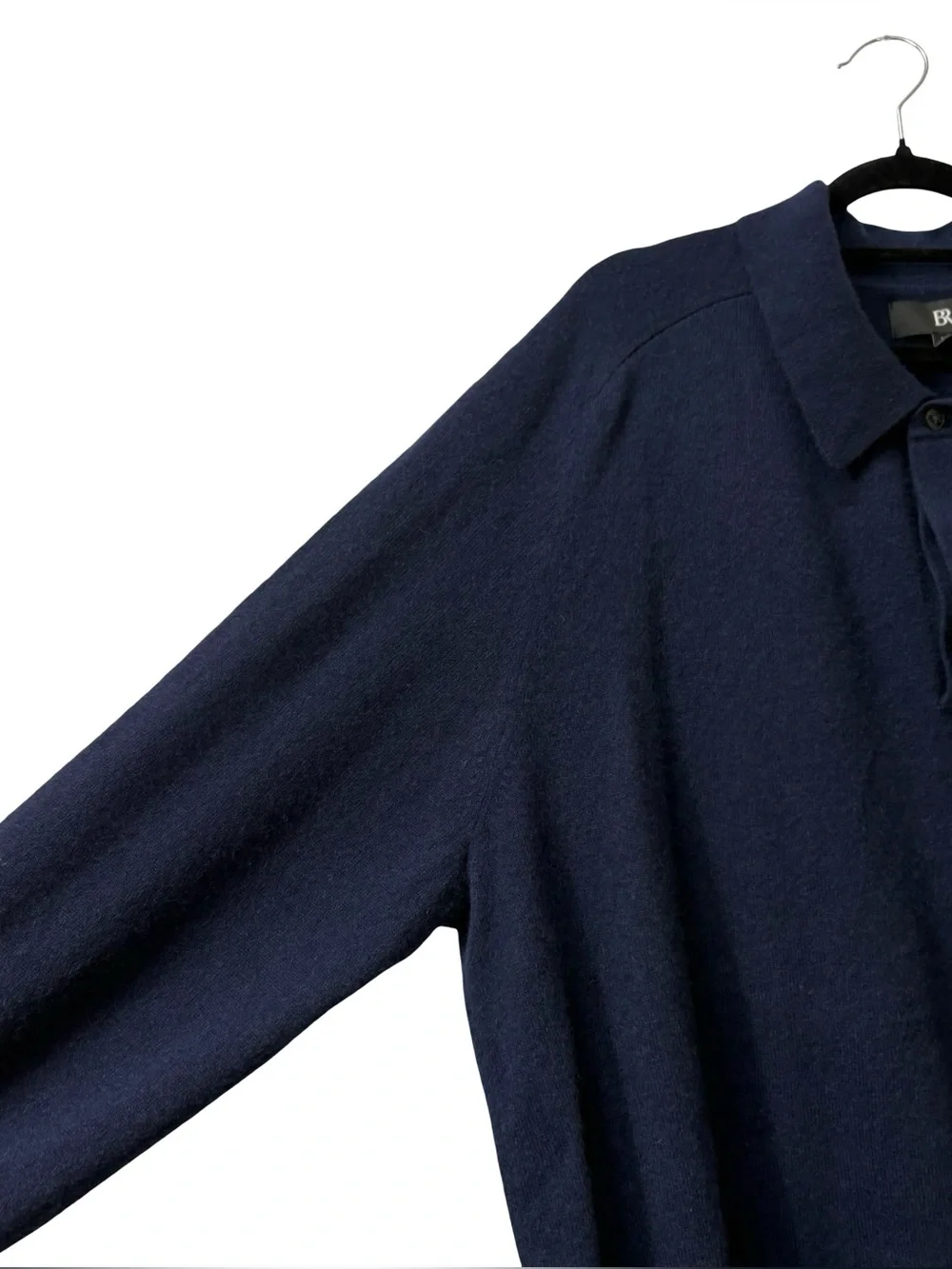 Banana Republic dark navy blue long-sleeve knit polo sweater 100% Cashmere Sz XL